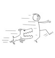 Cartoon angry dog chasing running man Royalty Free Vector