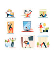 fitness home activity sport exercises stretching vector image vector image