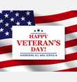 happy veteran day with usa flag background vector image vector image