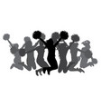 jumping girls with pom-poms silhouettes vector image