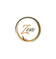 creative zen brush with bamboo leaves logo sign vector image