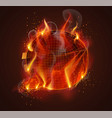 fire symbol bright burning on a dark background vector image