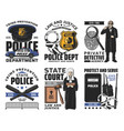 law and order jurisprudence police icons vector image