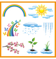 set of spring nature object icon vector image vector image