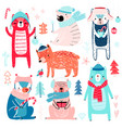 cute bears in winter clothes childish characters vector image vector image