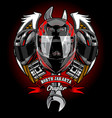 helmet black red and wings vector image vector image