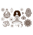 buddha yoga poses hamsa moon on hand india vector image vector image