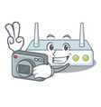 photographer router isolated with in the mascot vector image vector image