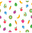 veggies and fruits cartoon pattern vector image