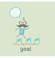 man running with obstacles to the goal vector image vector image