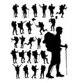 hiker silhouette detail silhouette vector image vector image
