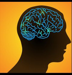 Human head and ill brain Royalty Free Vector Image