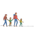 single one line drawing happy family traveling vector image vector image