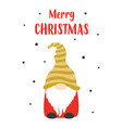 christmas card with cute gnome isolated on white vector image