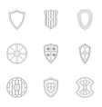 Military shield icons set outline style Royalty Free Vector