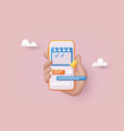 hand holding mobile smart phone with calendar vector image