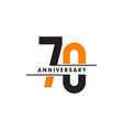 70th celebrating anniversary emblem logo design vector image