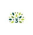 number 3 three tree leaf nature mark green logo vector image vector image