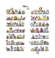 shelves with baby icons for your design vector image