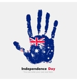handprint with the australian flag in grunge style vector image