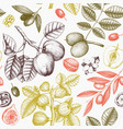 seamless pattern with hand drawn trees vector image