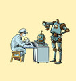 robot came to repair the head electronics vector image vector image