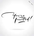 you are invited hand lettering vector image vector image