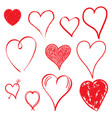 hearts icon set love hand drawn on white vector image