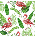 tropical pattern with pink flamingo vector image