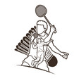badminton players cartoon sport graphic vector image