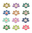 cute paper flowers with smiley face vector image vector image