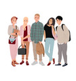 group happy students in flat style vector image