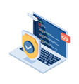 isometric shield and laptop with computer vector image