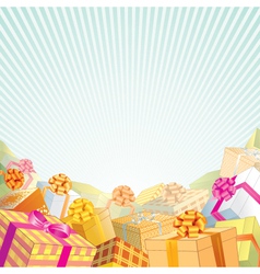 Background with stack gift boxes Royalty Free Vector Image