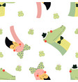 cute flamingo and crocodile seamless pattern vector image vector image
