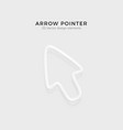 white arrow pointer in realistic cartoon style 3d vector image