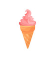 ice cream pink food isolated on white cartoon vector image vector image