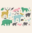 wild forest animals set vector image