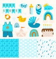 cute baby shower scrapbook elements collection vector image