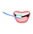 open mouth with toothbrush scrubbing and cleaning vector image