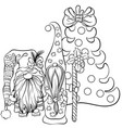two scandinavian gnomes with candy stick near vector image