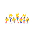 people connecting puzzle elements vector image vector image
