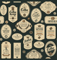 seamless pattern with various coffee labels vector image