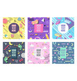 abstract memphis geometric shapes placards vector image vector image