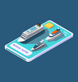 mobile app for booking cruise with ship or yacht vector image vector image