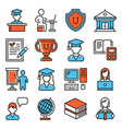 students college education icons set on white vector image vector image