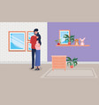 pregnancy couple in house place with drawer vector image