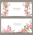 collection invitation cards with blossom of roses vector image