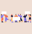 people with placards and banners protest on rally vector image