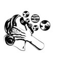 hand drawn girl with planets vector image vector image